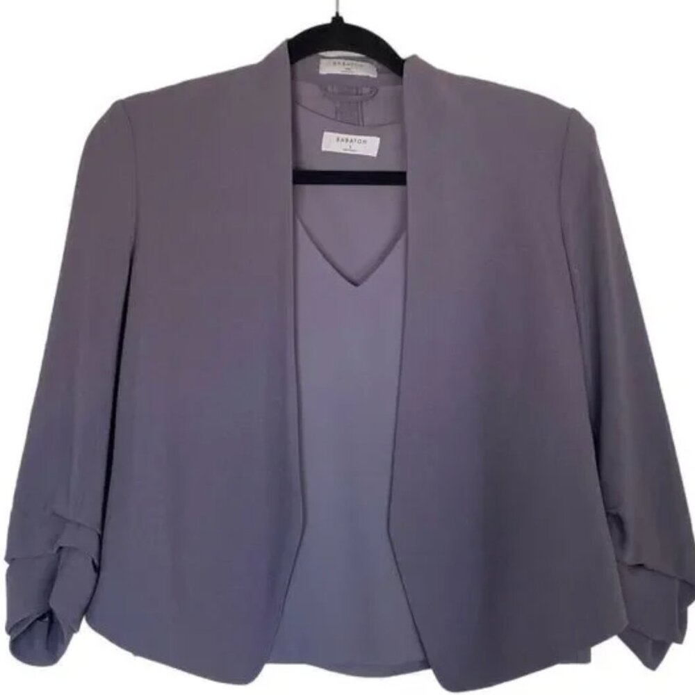 Babaton Cropped Power Blazer – Purple/Gray, Size 00